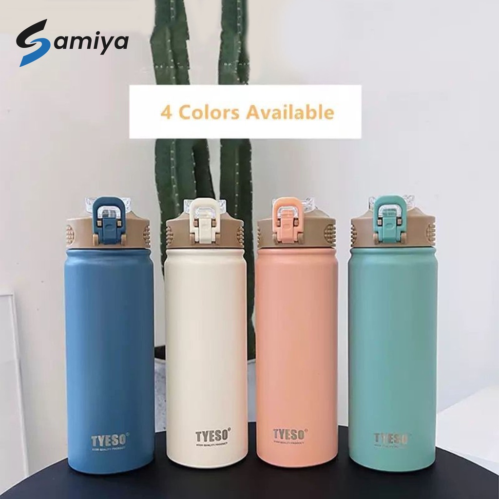 tyeso tumbler bottle with straw (bisa custom logo / nama) / botol minum sedotan portable thermal insulation high quality 100% original produk water bottle premium stainless grade 304