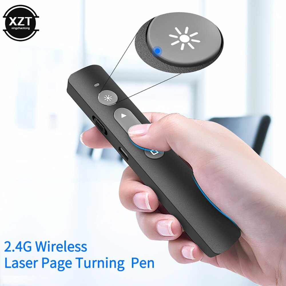 XZT LASER POINTER PRESENTER PRESENTASI PEN REMOTE WIRELESS 2.4 GHZ RECHARGEABLE N35 BLACK