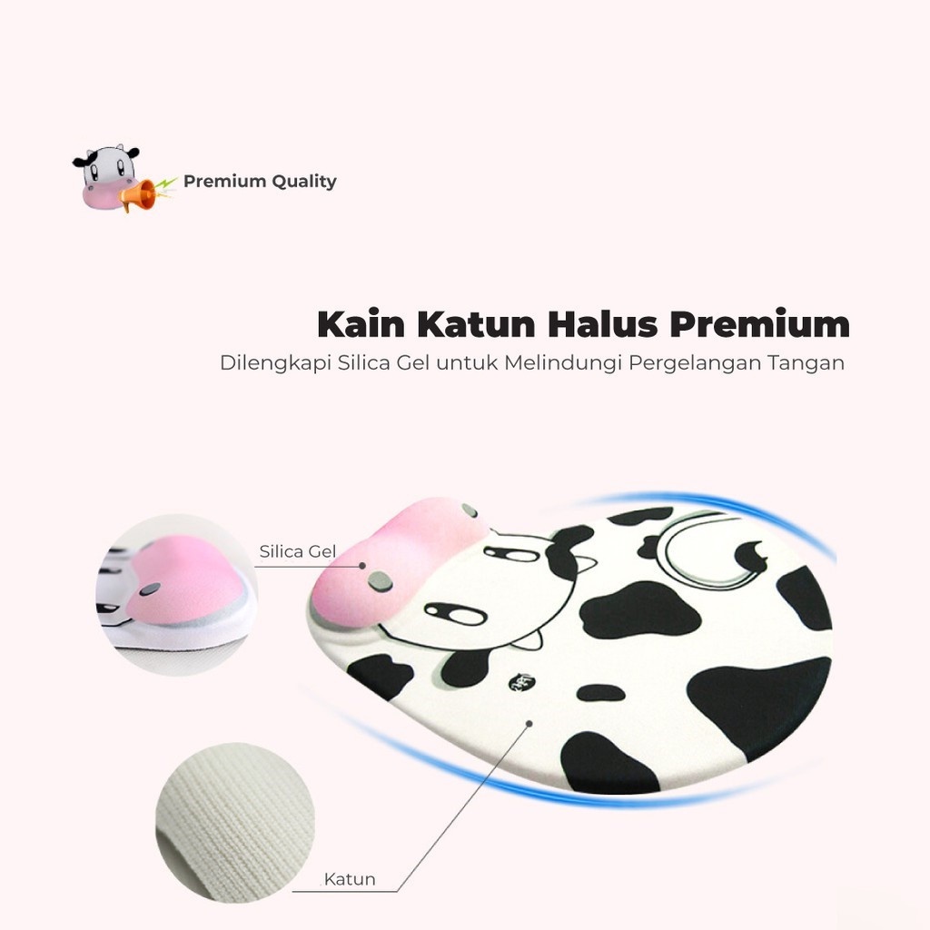 Alas Mouse Pad Silicon Anti Slip Mouse Pad Pergelangan Tangan Original Care Alas Anti Slip Kantor Lucu