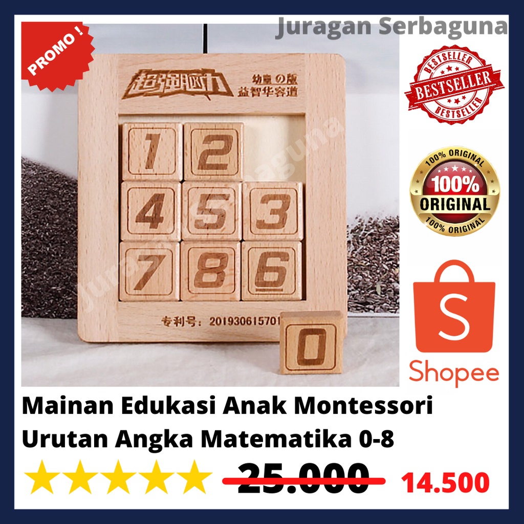 Mainan Edukasi Anak Montessori Berhitung Urutan Angka Matematika 0-8