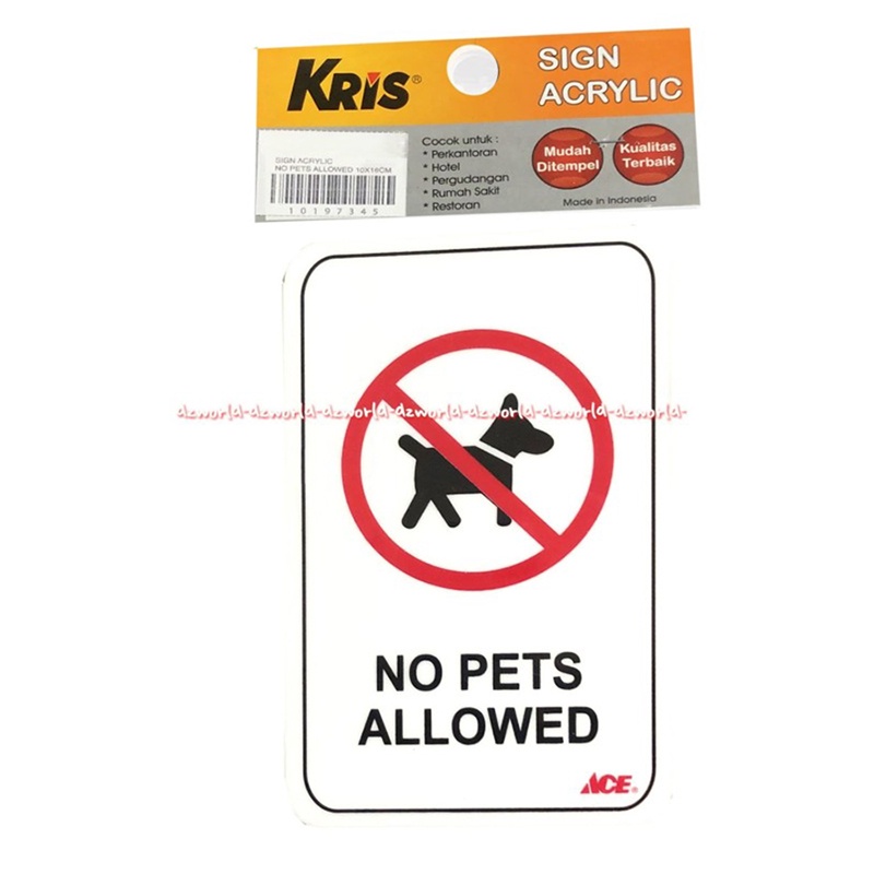 Kris Sign Acrylic Stiker Tanda No Pets Allowed Sticker Tanda Hewan Peliharaan Dilarang Masuk Akrelik Putih Tebal No Pet Nopets Anti Air