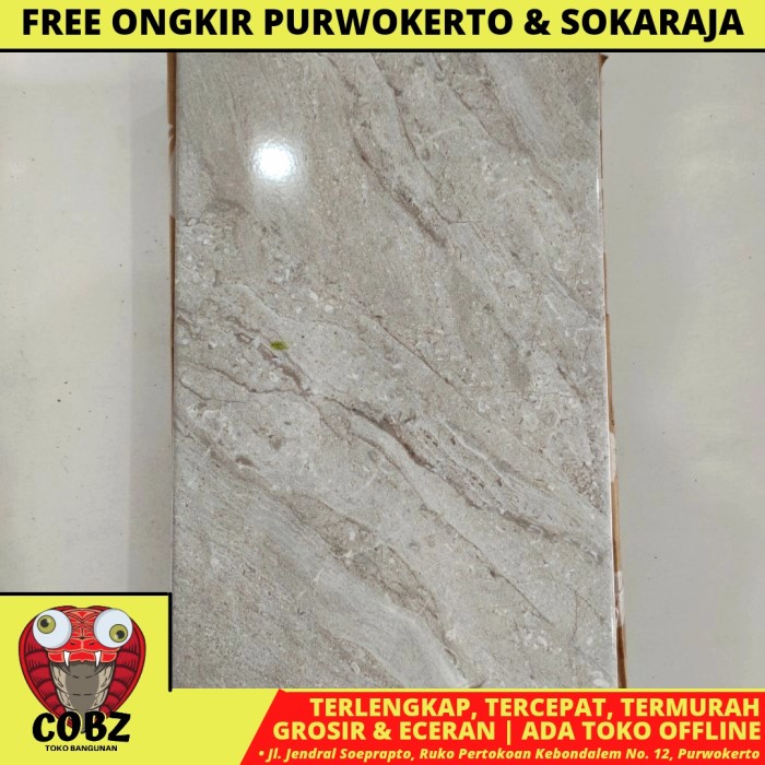 25 CM x 40 CM / UNO JASMINE Keramik Dinding Kamar Mandi Glossy Grey Dus