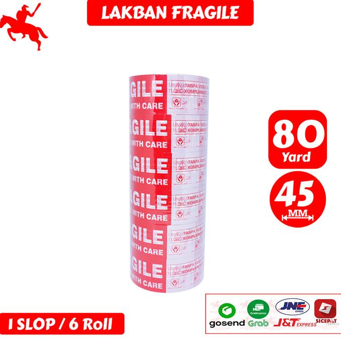 

Lakban Fragile KSATRIA Tape 45mm x 80 Yard (1 Slop)