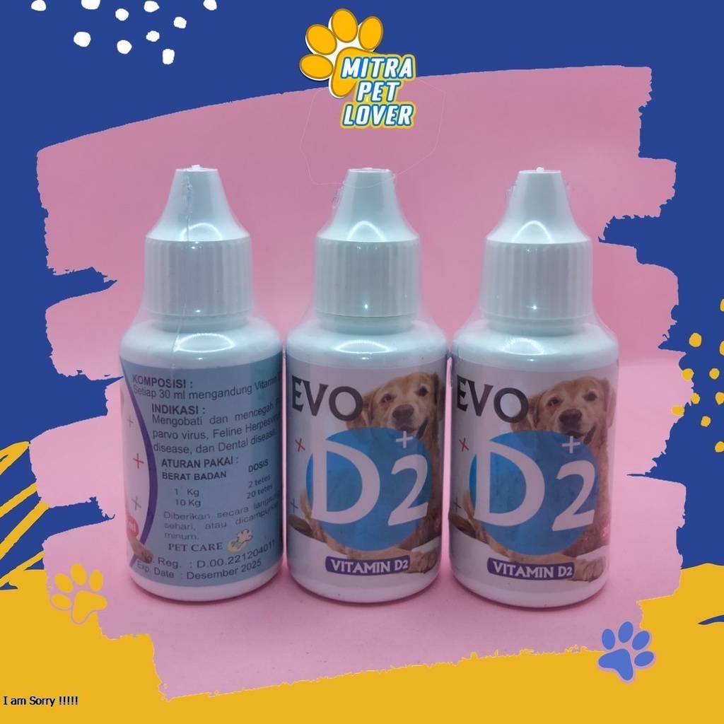 PENCEGAH PENYAKIT DAN VIRUS PADA ANJING - EVO D2 DOG DROP 30ML - MENGOBATI PANLEU HERPES DOGGY FLU DISTEMPER ANTI VIRUS MURAH ASLI GARANSI KUALITAS ORIGINAL - PET ANIMAL VETERINARY TAMASINDO OBAT KESEHATAN &amp;  VITAMIN TERNAK HEWAN  MITRAPETLOVER