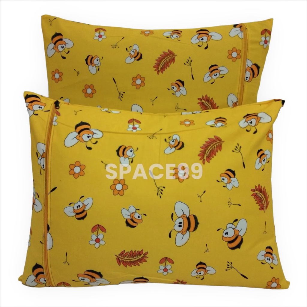 2 Pcs Sarung Bantal Tidur Model Resleting 45 x 60 cm Motif Karakter Anak