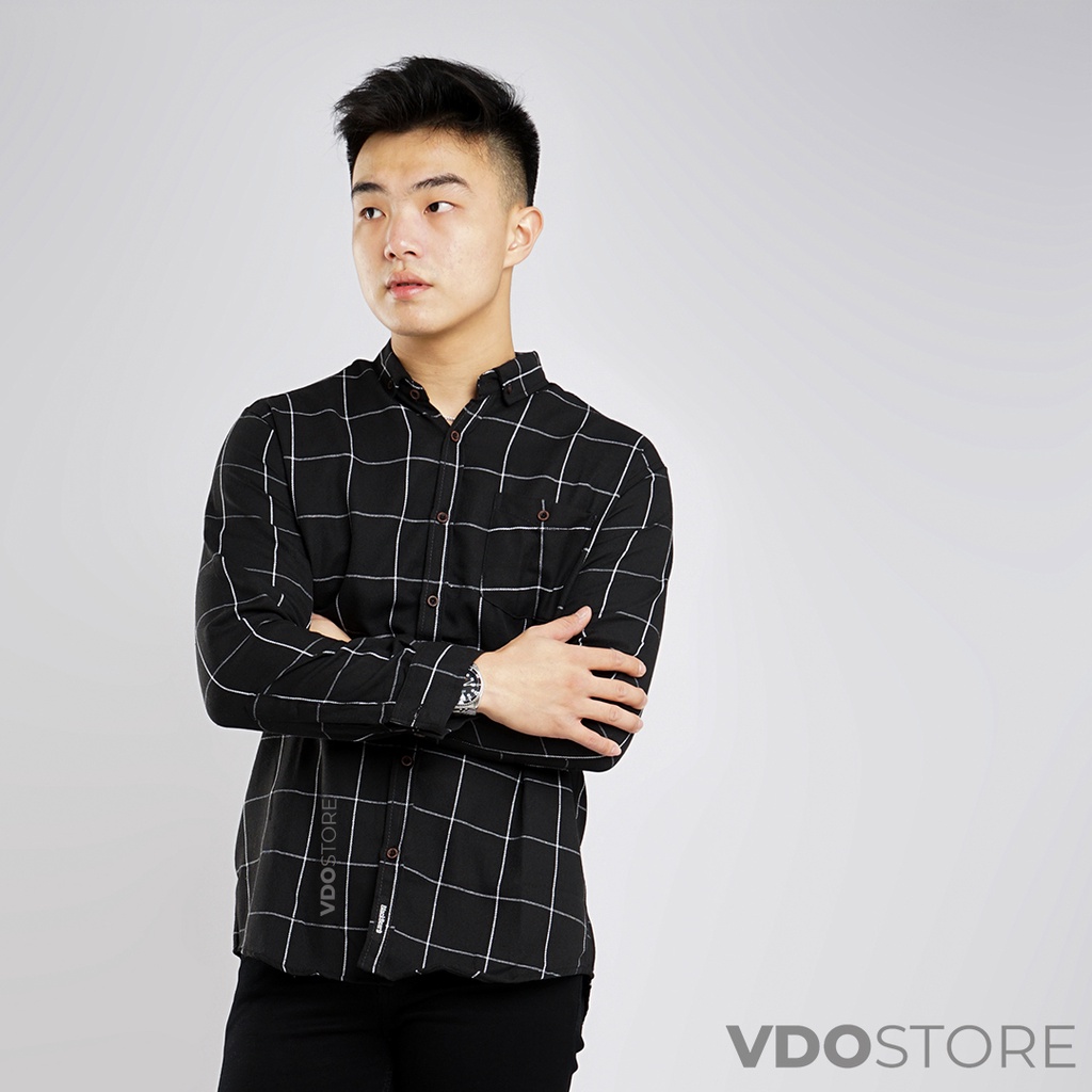 KEMEJA FLANEL PRIA 20B CASUAL BLACK - M L XL XXL 3XL - KEMEJA LENGAN PANJANG VDOSTORE DEWASA BAJU FLANNEL TANGAN PANJANG HITAM NAVY ABU MOTIF KEMEJA COWOK MURAH DEWASA SANTAI TEBAL KUALITAS IMPORT BAJU CATUR PANEL FANEL