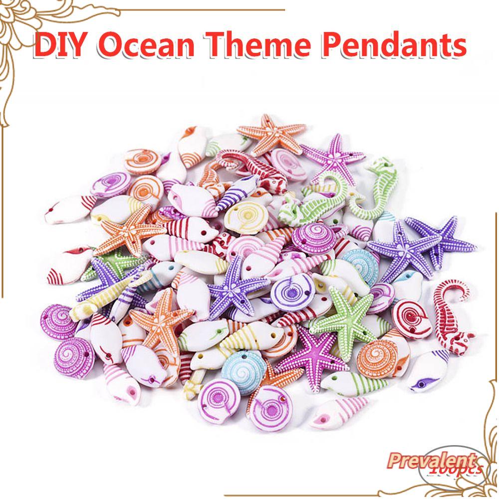 Preva 100 Pcs/Lot Tema Laut Liontin Fashion Gelang Kaki Gelang Kalung Kerajinan Akrilik Handmade Aksesoris