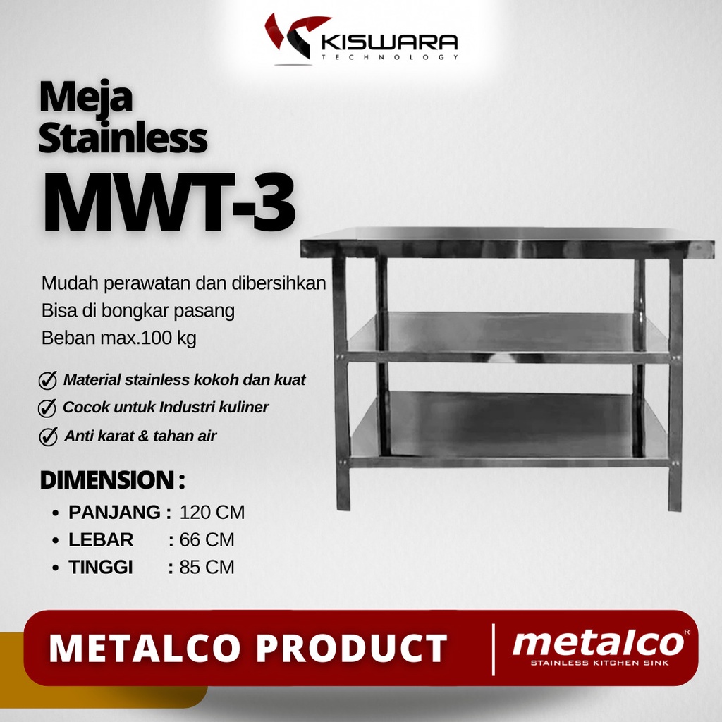 Meja Stainless Steel Metalco MWT3  kiswarabandung