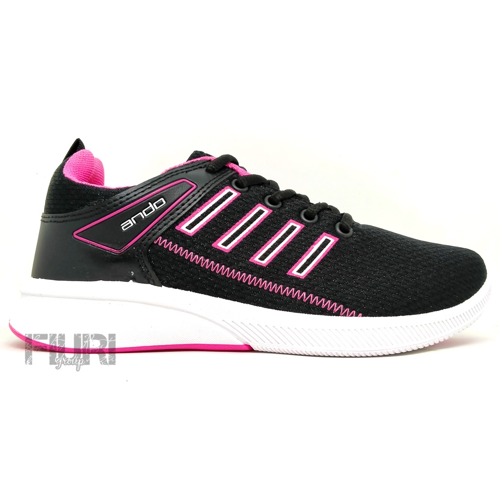 FIURI - ANDO - DYNA 37-40 HITAM PINK - SEPATU SNEAKERS SPORT KANVAS SOL KARET ANAK PEREMPUAN - SEPATU KETS TRENDY WANITA - SEPATU OLAHRAGA LARI FITNES SENAM KERJA KULIAH  BERTALI CEWEK MURAH PROMO DISKON BONUS KAOS KAKI