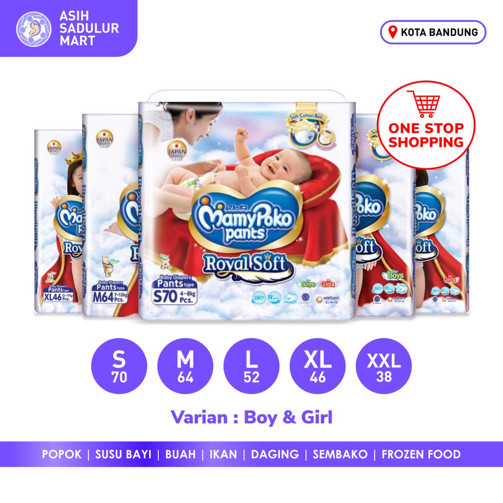 Mamypoko Pants Royal Soft S70,M64,L52,XL46,XXL38 Murahsekali Cepatsampai Gosend Bandung Diskonbesar