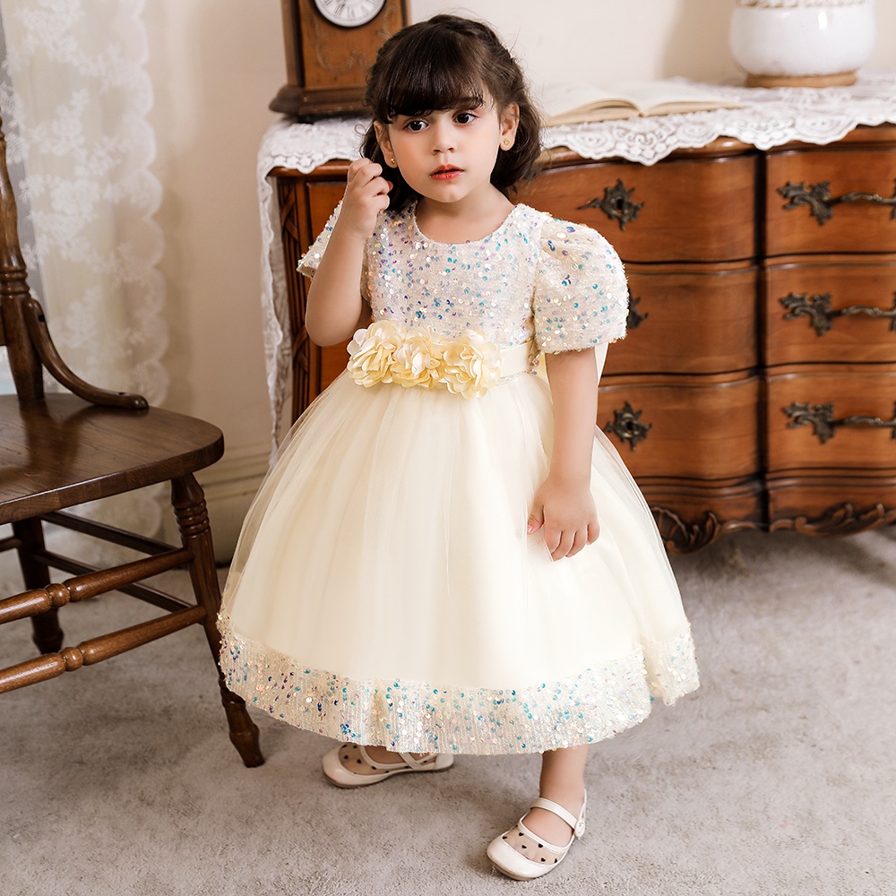 [Brandedbaby] 6M-8T DRESS PESTA ANAK PEREMPUAN / PARTY DRESS ANAK PEREMPUAN LENGAN PENDEK / DRESS PESTA BABY SEQUIN MEWAH