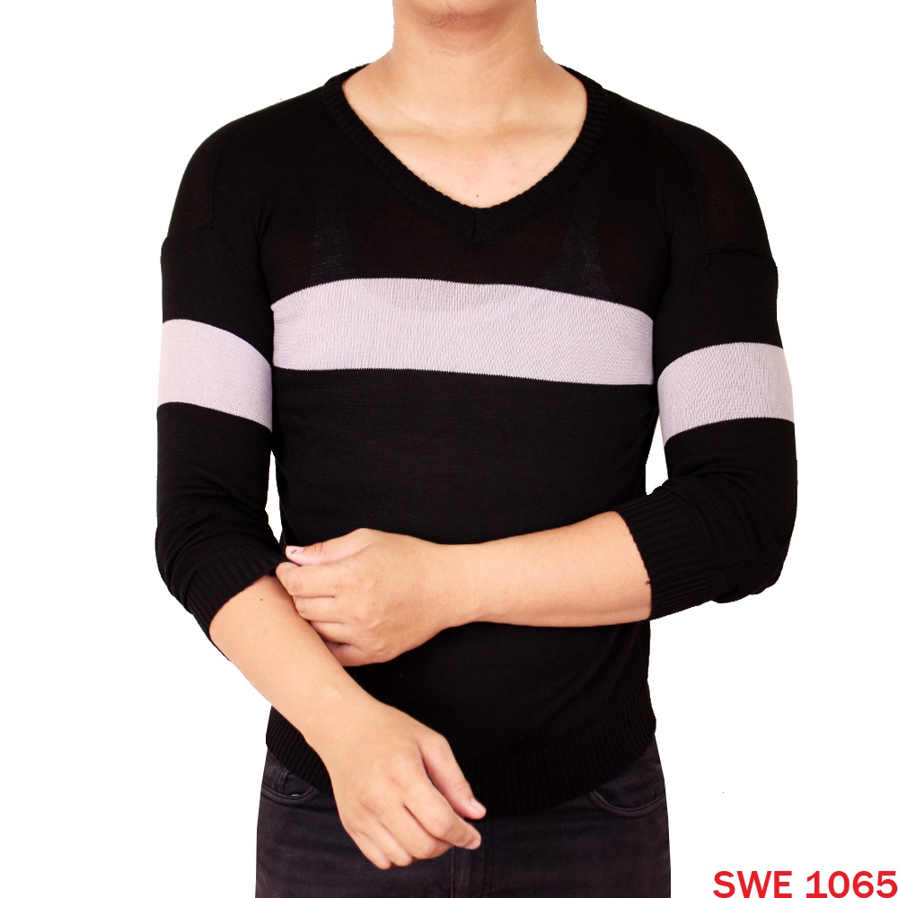 Sweater Rajut Pria Lengan Double Stripe SWE 1060