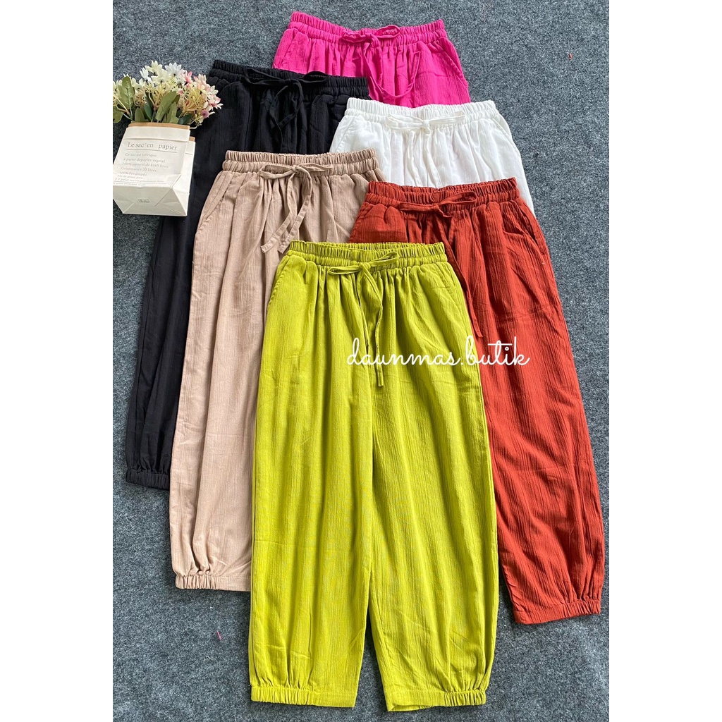1KG MUAT 4PCS | SIRRO PANTS CRINKLE LINEN PREMIUM OOTD KOREAN STYLE FASHION GROSIR WANITA