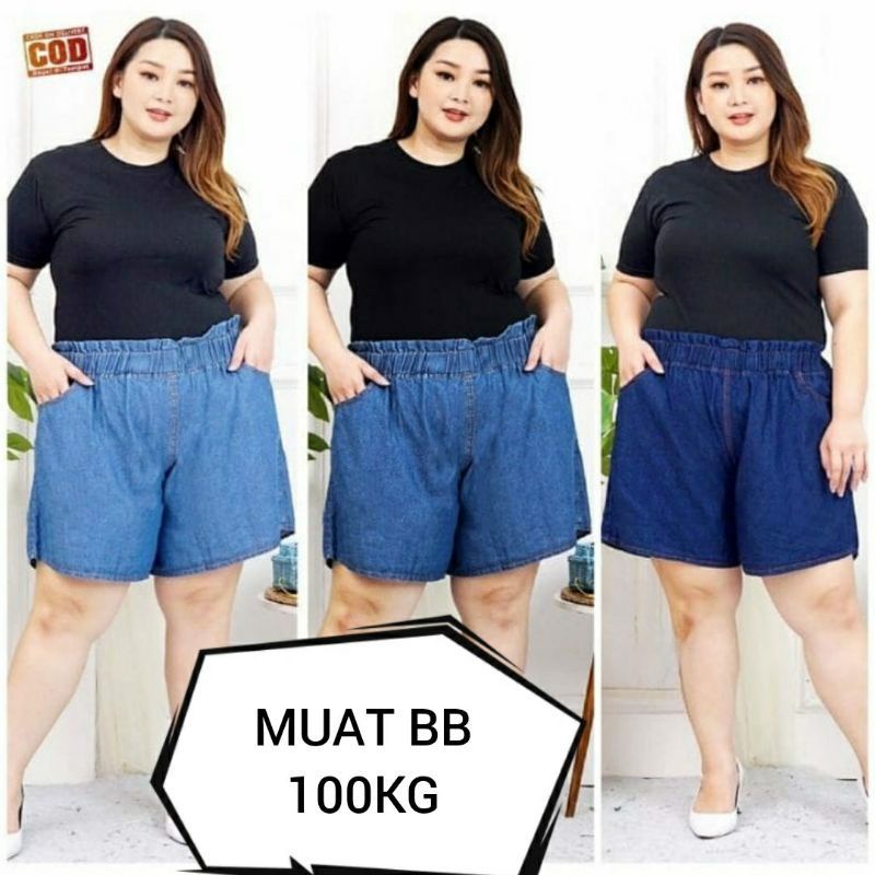 celana jumbo hotpants jumbo wanita celana pendek jumbo jeans jumbo pinggang kolor melar