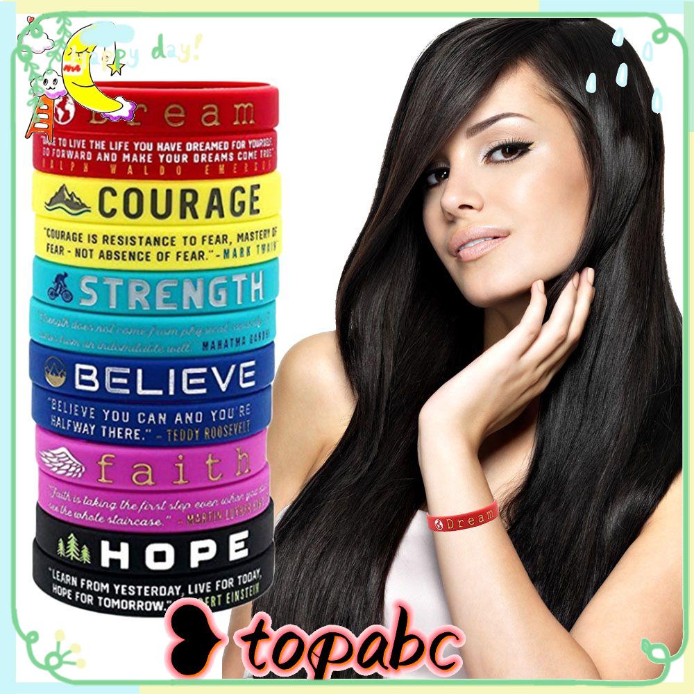 Top Motivational Silicone Wristbands Hope Believe Courage Gelang Inspiratif