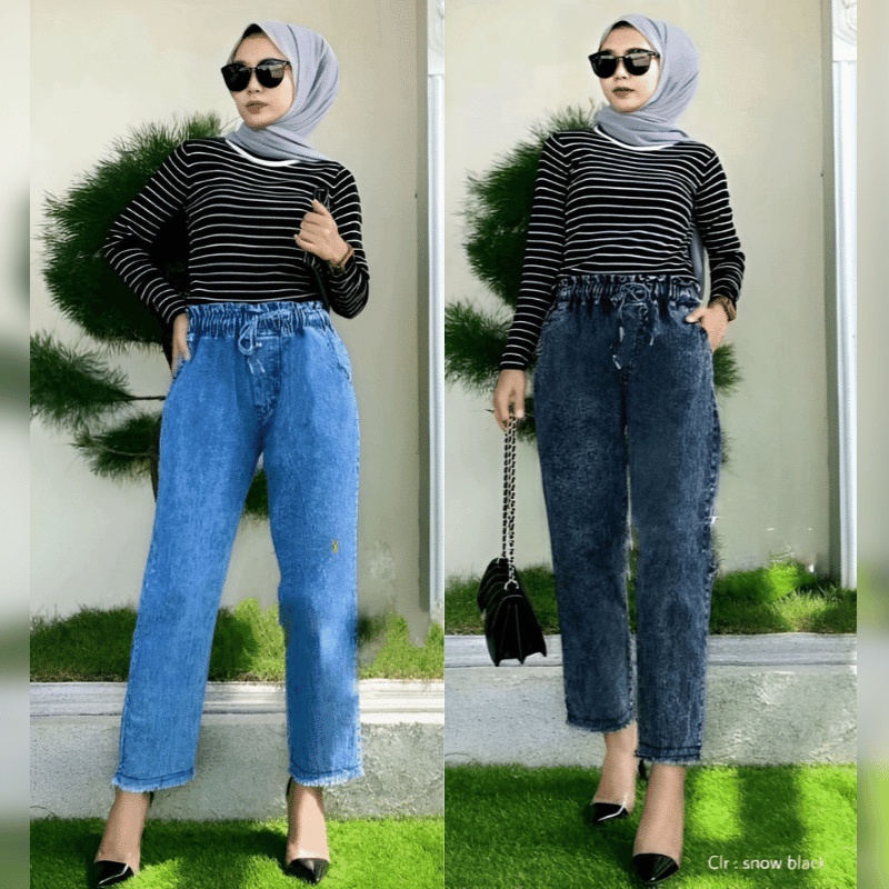 Baggy Jeans Celana Wanita Highwaist Korean Style Boyfriend Fashion Termurah