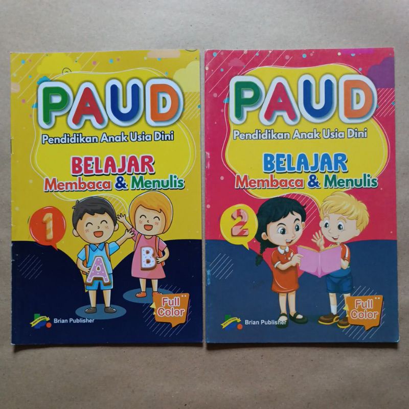 BUKU BELAJAR MEMBACA MENULIS JILID 1 DAN 2  UNTUK ANAK PAUD DAN TK - BRIAN