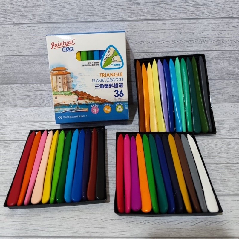 36 Colors School Crayon/Krayon 36 Warna - Plastic Crayon Triangle 0859