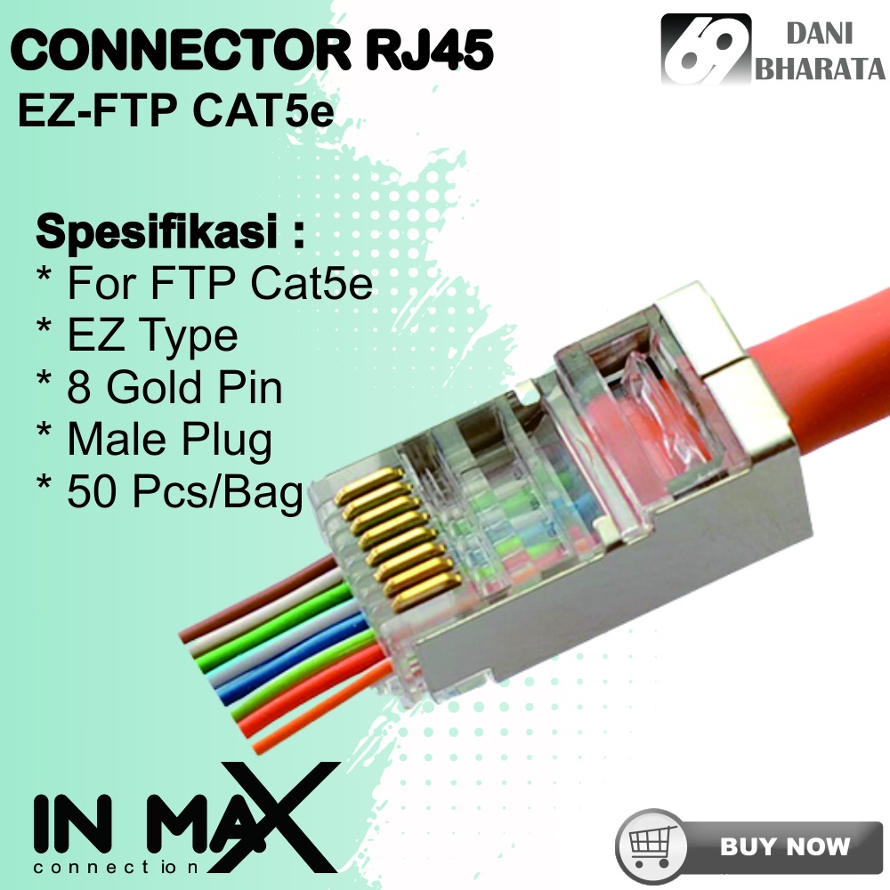 CONNECTOR konektor RJ45 𝐅𝐓𝐏 𝐂𝐀𝐓 𝟱𝓮 𝐄𝐙 Pelapis Bahan Besi 𝟱𝟬 𝗽𝗰𝘀 IN MAX [𝗛𝗶𝗴𝗵 𝗤𝘂𝗮𝗹𝗶𝘁𝘆]