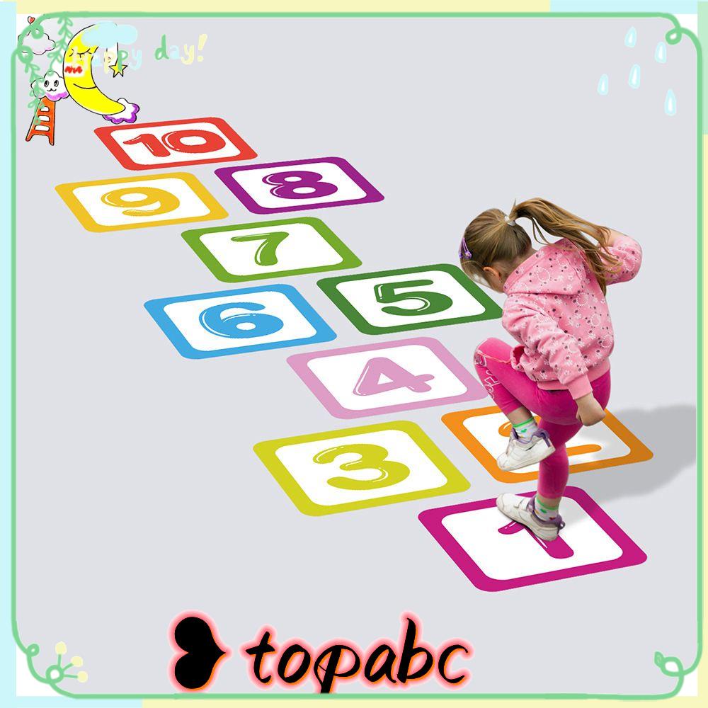 Top Hopscotch Game Self-adhesive Tk Ornamen Dekorasi Rumah Kartun Angka Grids