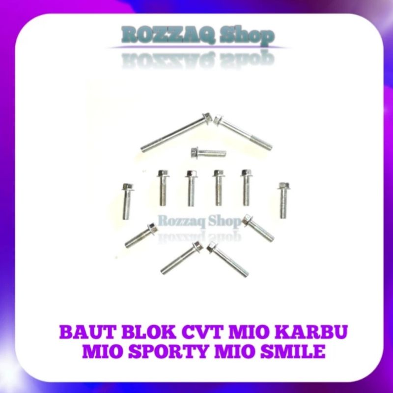 1 SET BAUT BLOK MESIN CVT MIO SPORTY MIO LAMA BAUT BLOK MESIN MIO KARBU BAUT BLOK MESIN YAMAHA MIO 13 BAUT