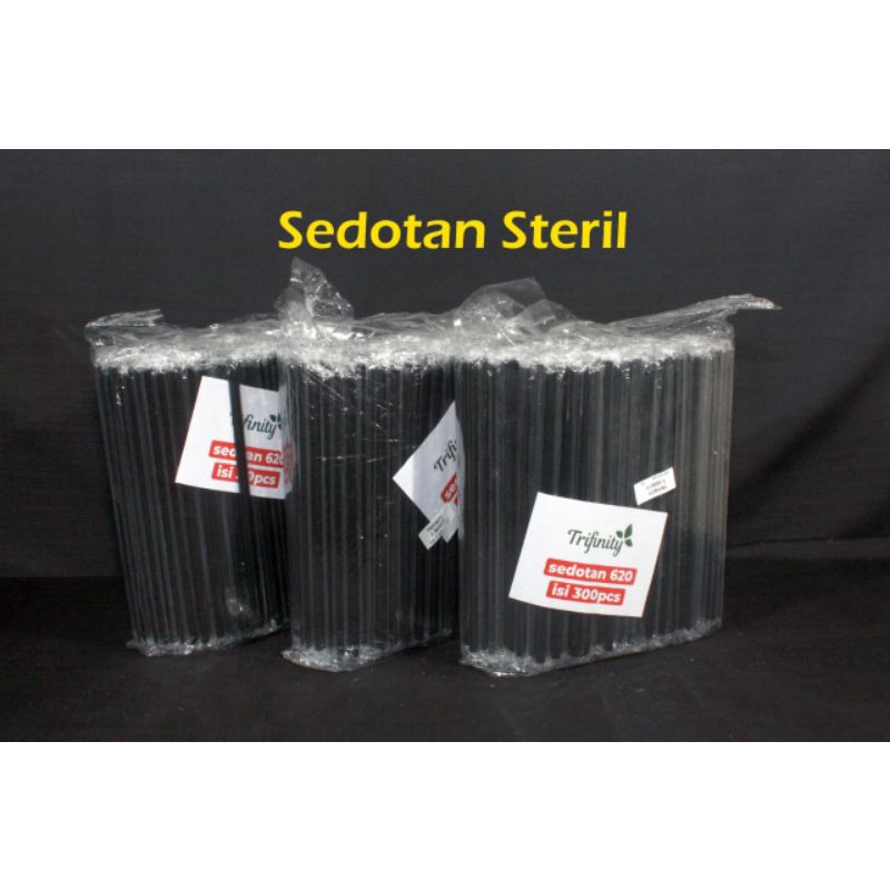 Sedotan 6mm x20cm Hitam Bungkus Plastik Per Pcs Steril Higienis( isi 250 pcs)/Sedotan lancip steril 