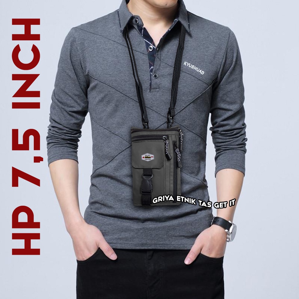 Tas HP Pria Anti Air Owel - Dompet HP Selempang  - Tas Leher HP Pria 7 Inch - Slempang HP Waterproof