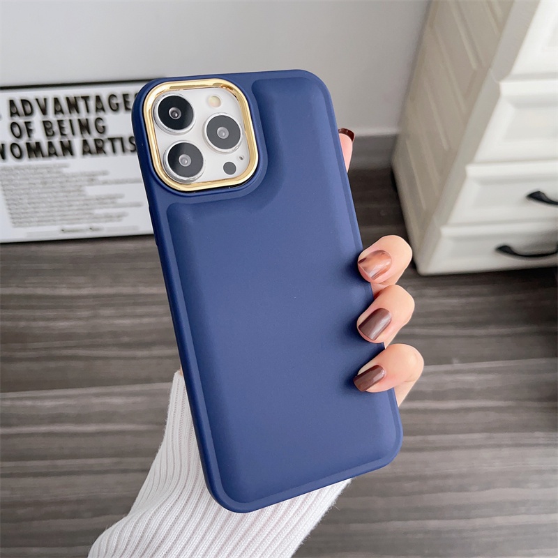 IPHONE Casing Belakang Full Soft TPU Untuk Iphone14 13 12 11 Pro X XS Max7 8 14 Plus XR Lensa Metal Modis Casing Anti Jatuh