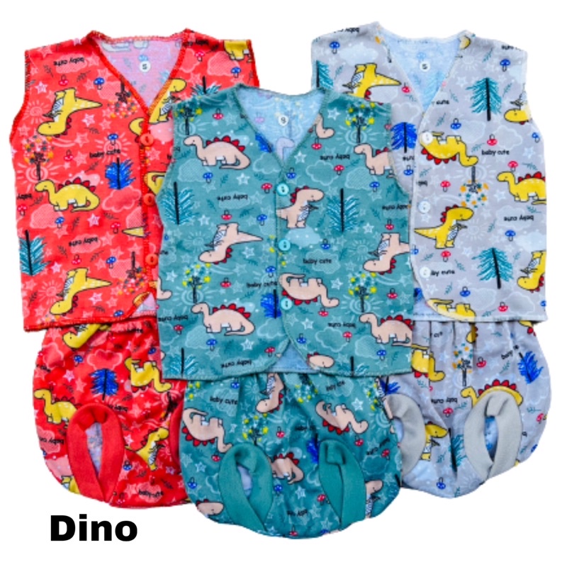 Stelan baju dan celana bayi Motif Dino Babycute baru lahir Grosir 3 stel SNI Sale 7.7