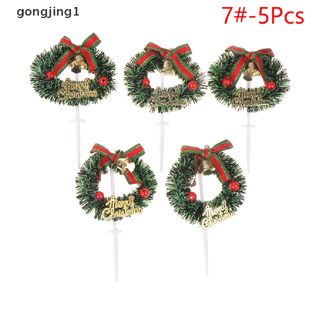 Ggg 5Pcs Natal Buah Garpu Daun Xms Pohon Dekor Kue Plugin Party Decor ID