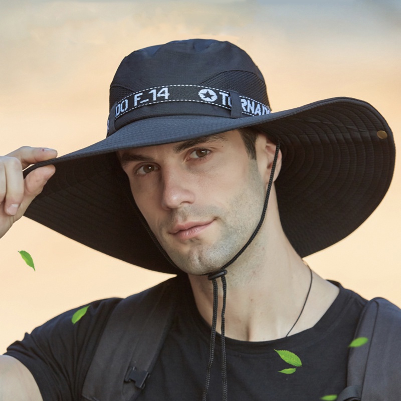 Topi Bucket Hat Tali  Pria Musim Panas Perlindungan Matahari - Topi Visor Pria