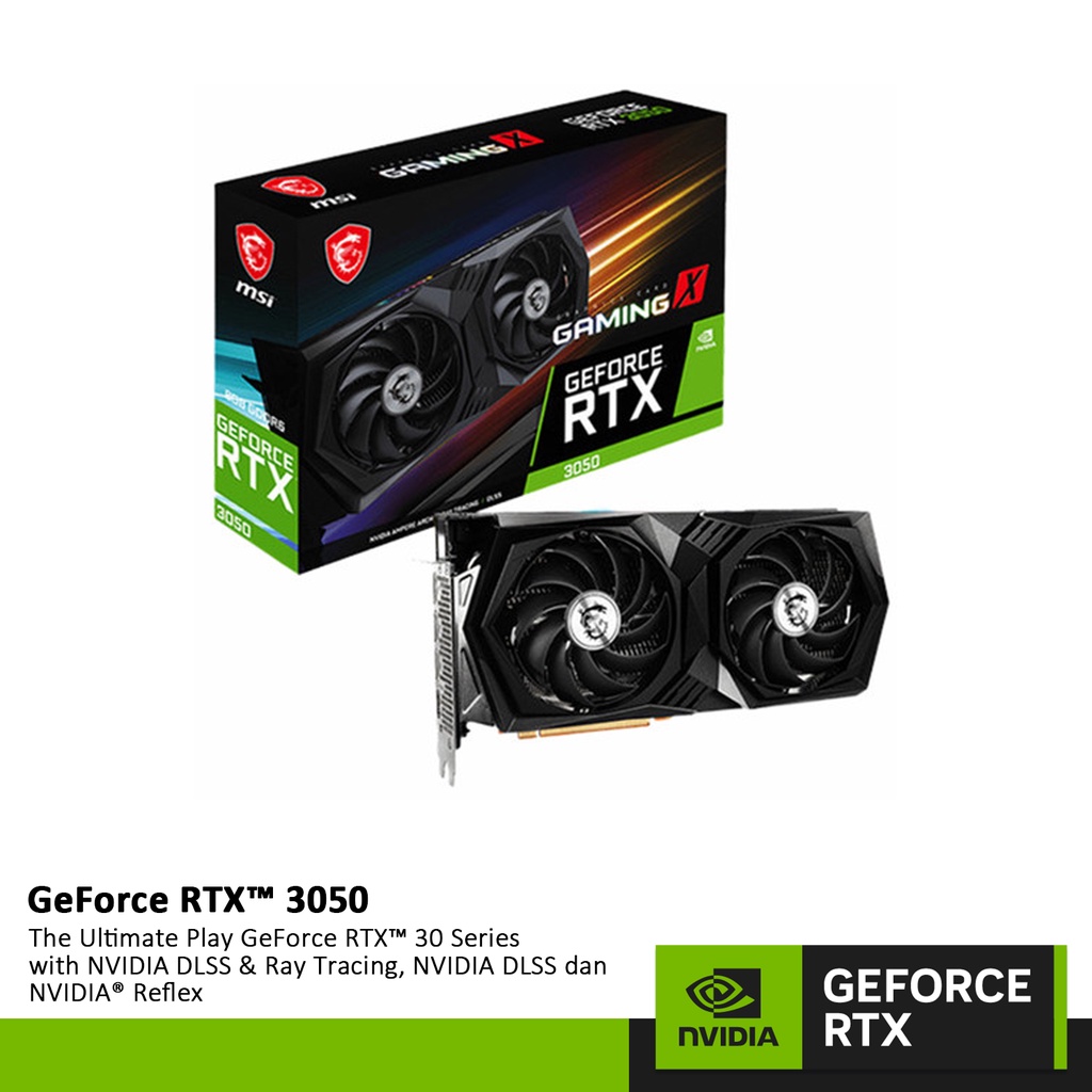 VGA CARD MSI RTX 3050 GAMING X 8G - Nvidia Geforce rtx3050 8GB DDR6