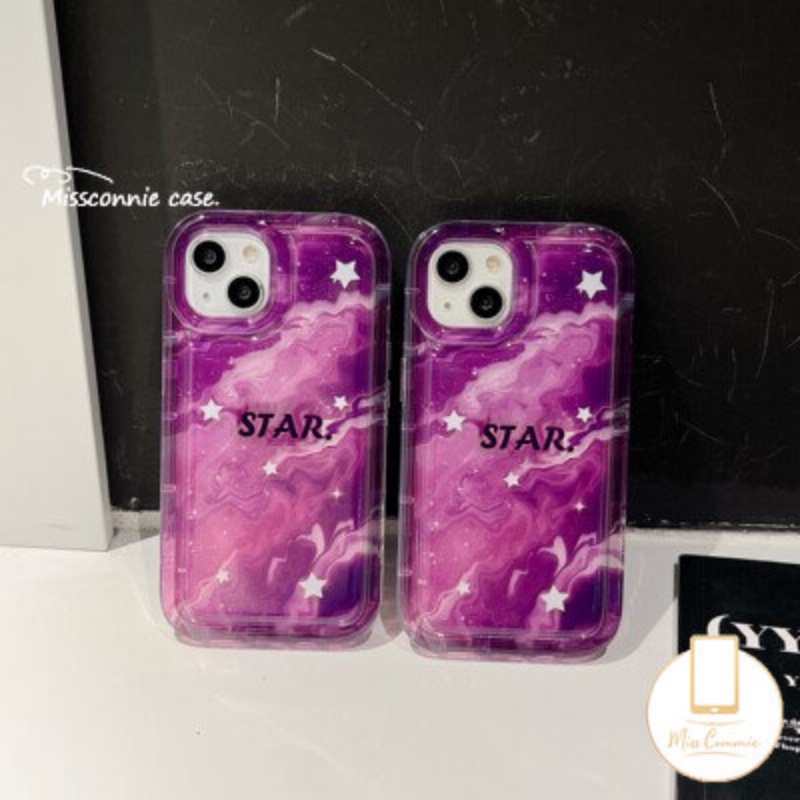 Casing Tahan Guncangan Kompatibel Untuk iPhone 11 Pro MAX 7Plus 8Plus 14 13 12 Pro MAX 6 6S 7 8 Plus XR X XS MAX Fashion Marmer Gradasi Langit Berbintang Airbag Lembut TPU Anti Jatuh Penutup Belakang