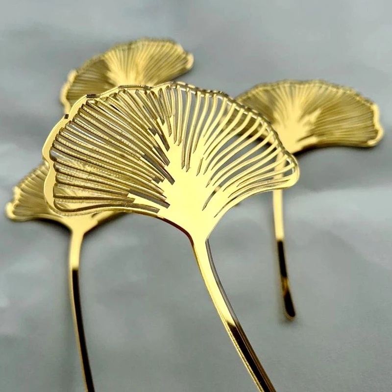 Cermin Acrylic Ginkgo Leaves Cupcake Topper Daun Emas Kue Dessert Insert Card Dekorasi Untuk Pesta Pernikahan Ulang Tahun DIY Baking Tools