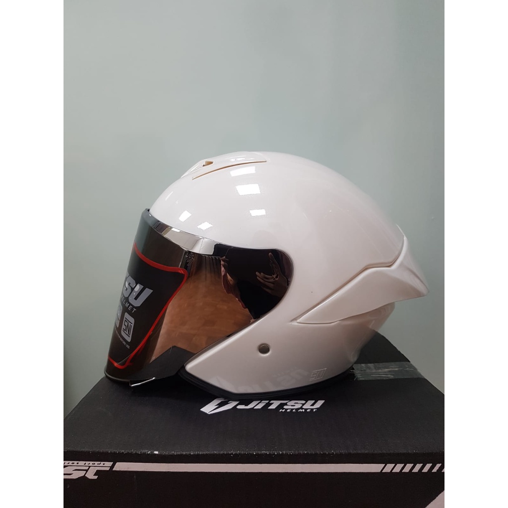 Jual Helm half face JITSU KAIROS Pearl white(SNI) Shopee Indonesia