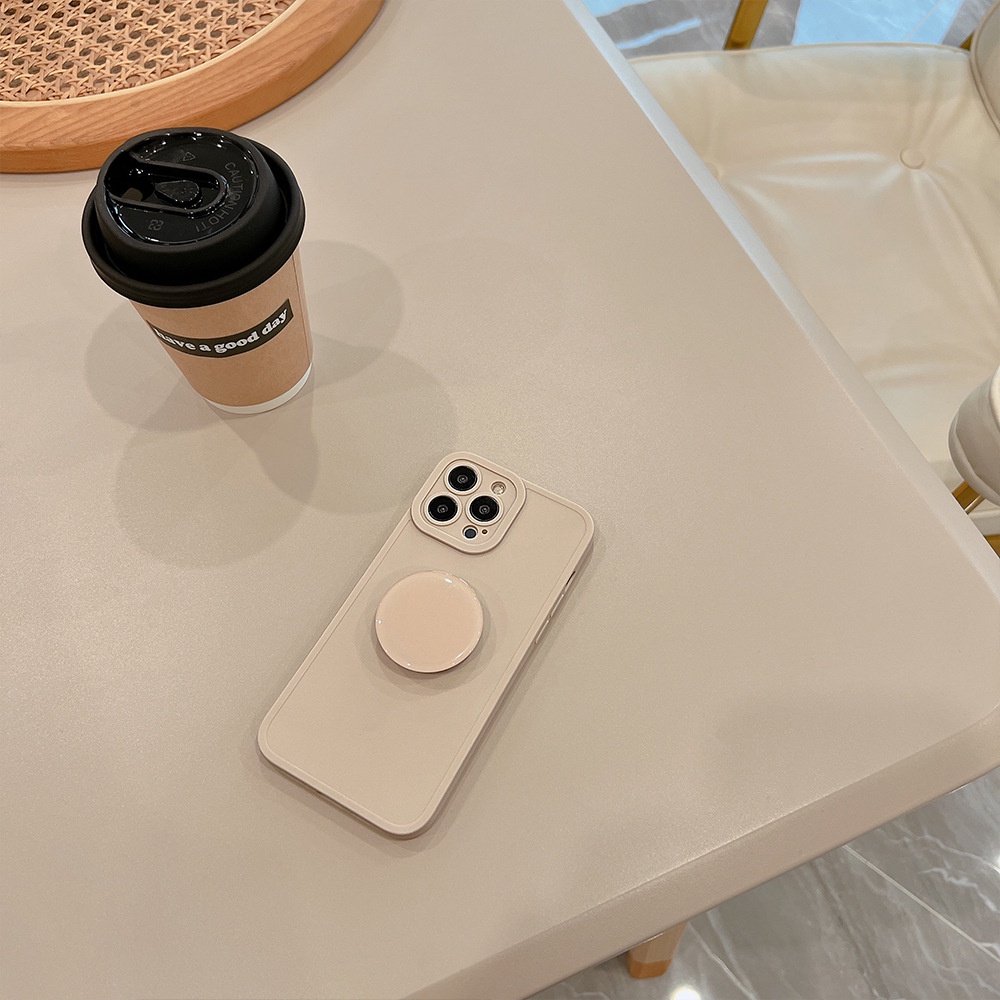 Korea Casing Simple Bahan Silikon Case Dengan Holder Untuk Iphone 14pro MAX Casing Cover Pelindung