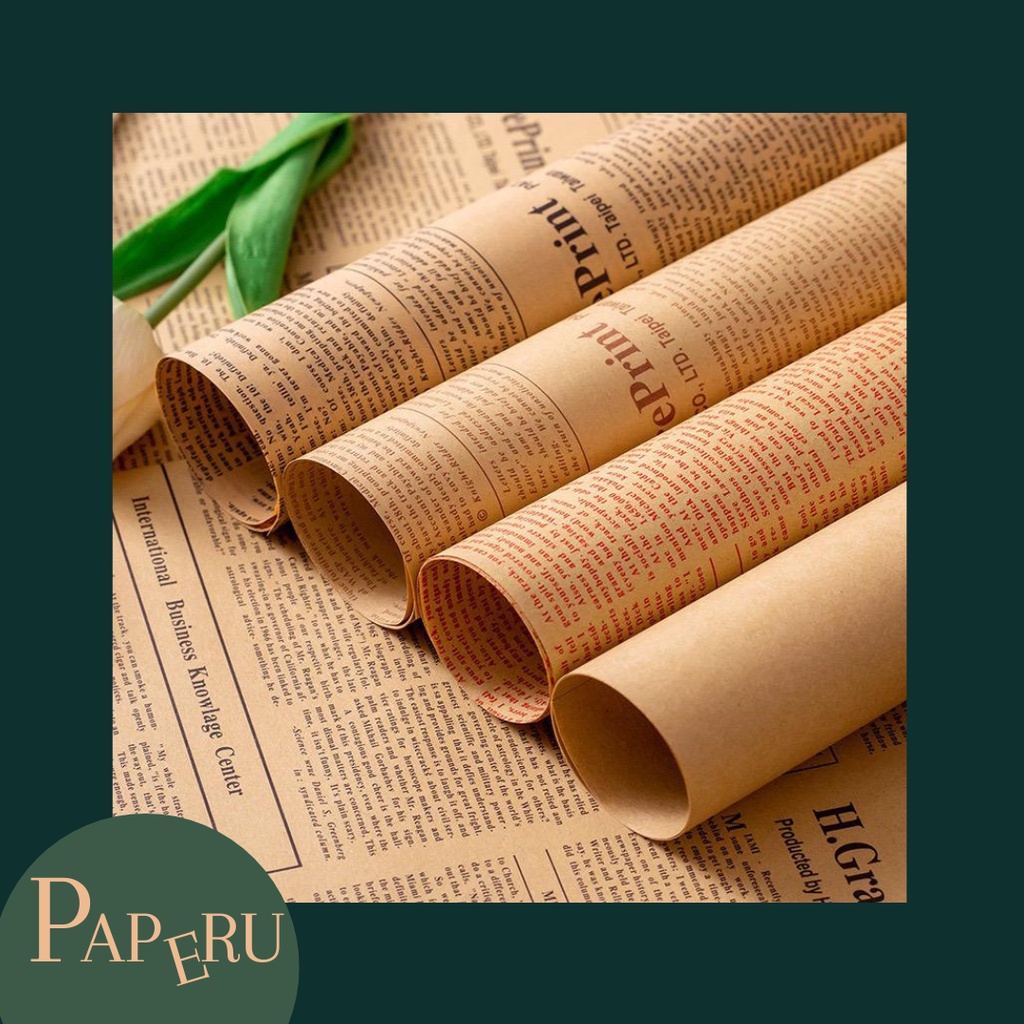 

[Paperu] Newspaper Koran Wrapping Paper Christmas Gift Paper Kraft Samson Kertas Coklat Kertas Bunga Buket Kertas Kado
