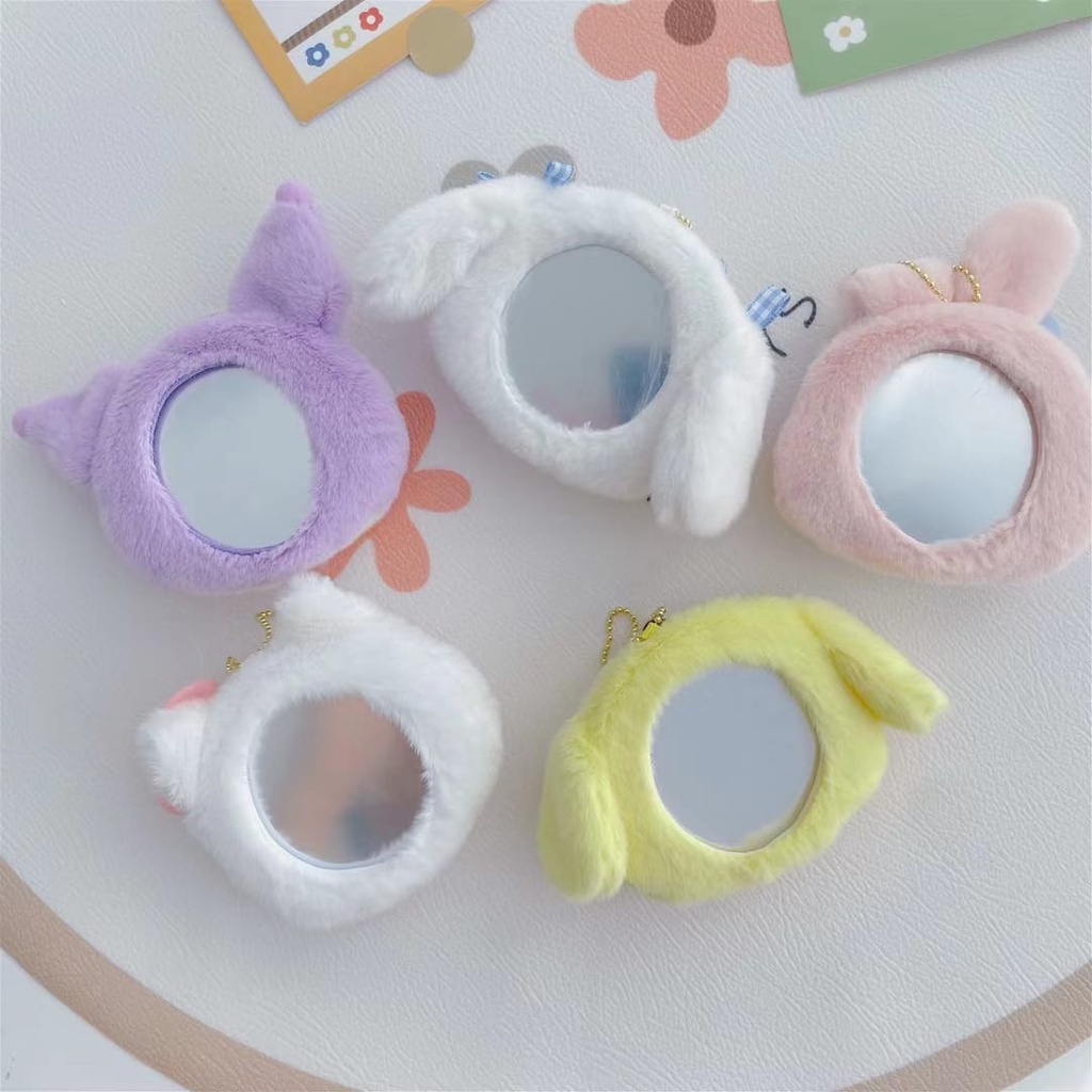 Cermin kaca rias mini kecil motif sanrio dekorasi tas