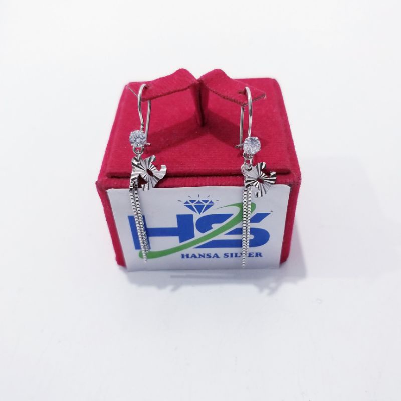 Anting Perak Asli Silver 925 Lapis Emas Putih Model Agogo Italy - Anting Wanita Anti Karat