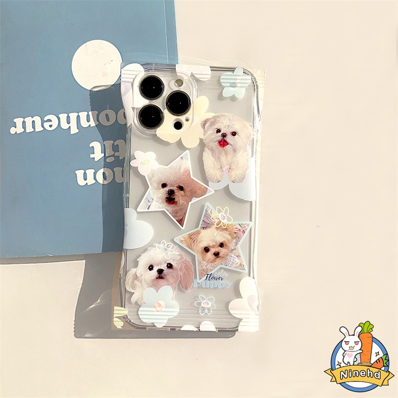 IPHONE Casing Kompatibel Untuk Iphone14 13 12 11 Pro Max X Xr Xs Max8 7 6 6s Plus SE Ins Gaya Cute Puppy Candy Bag Phone Case Shockproof Transparan Silikon Soft Case Cover Pelindung