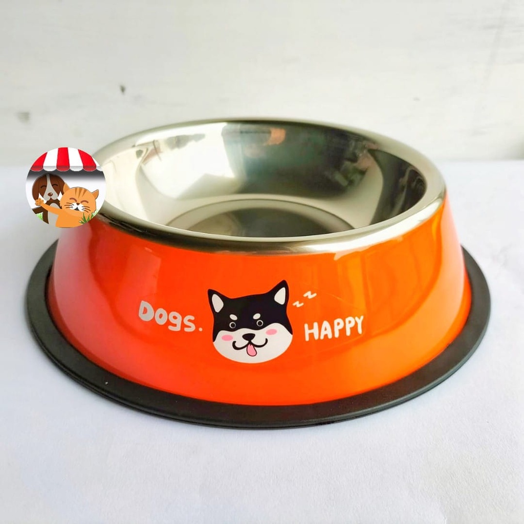 Stainless Bowl Bewarna - Tempat Makan Hewan Anjing Kucing Anti Slip