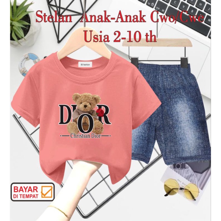((IB))SETELAN ANAK UNISEX SEMI JEANS/BEAR DIGITAL SABLON