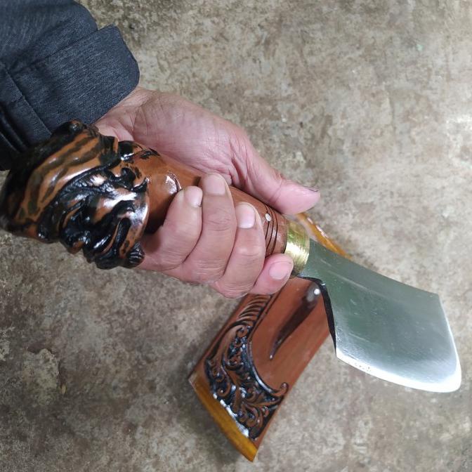 Golok Cincang Daging Tulang Baja Per Ukir Cepot