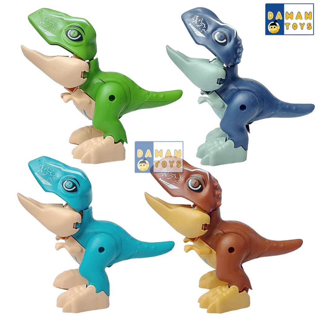 Mainan Dino Rakit Besar T-rex Velociraptor Dinosaurus Robot Dinosaur Snap Edukasi