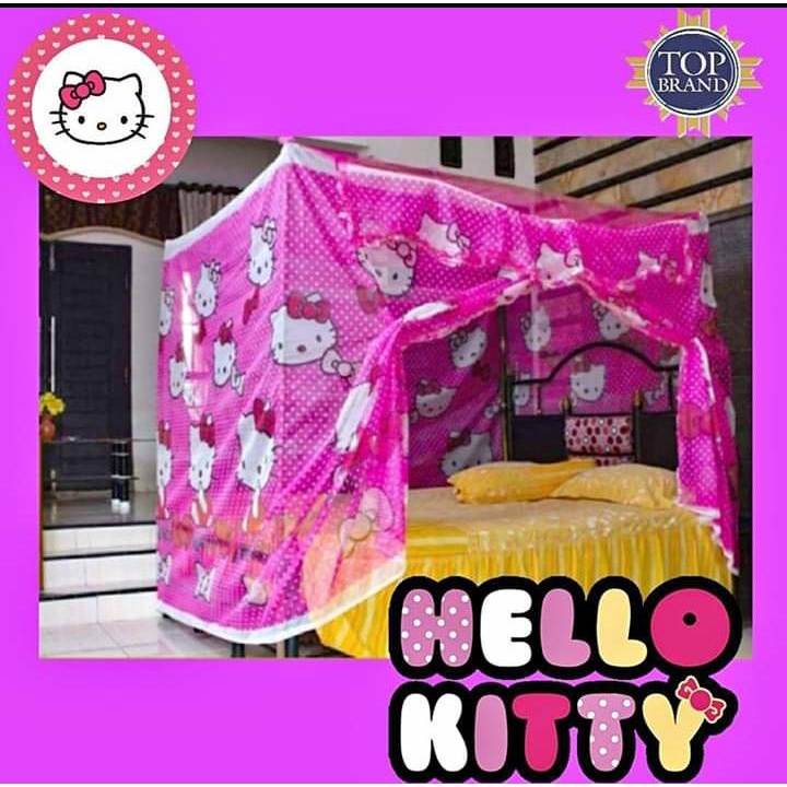 KELAMBU KARAKTER HELLO KITTY KOTAK JUMBO UKURAN 180 x 200 CM | KELAMBU TIDUR