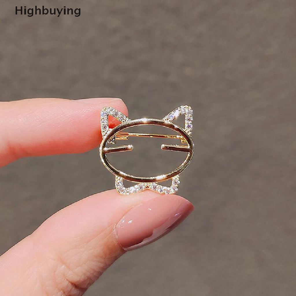 Hbid Elegan Berlian Imitasi Opal Batu Bulan Kucing Bros Pin Untuk Wanita Anak Kucing Lucu Hewan Kristal Korsase Bros Pakaian Aksesoris Hadiah Perlengkapan Pesta Glory