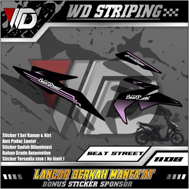 1108 STIKER STRIPING SEPEDA MOTOR HONDA BEAT STREET VARIASI