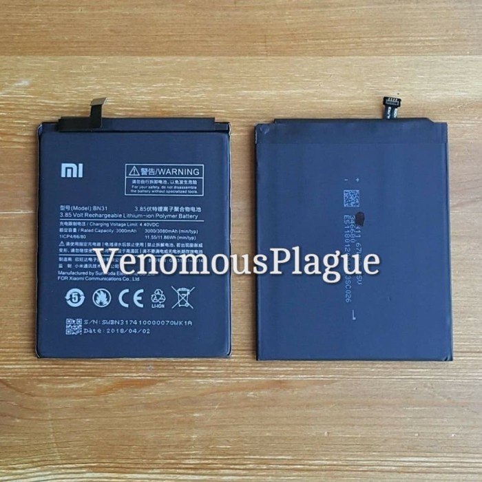Baterai Battery Xiaomi Redmi Note 5A Prime BN31 Original 100%
