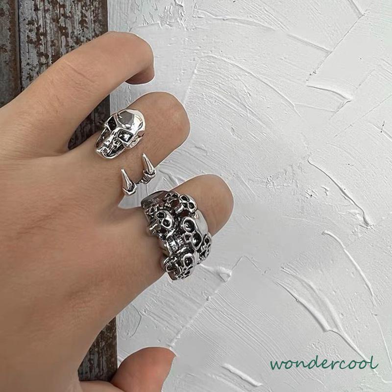 Cincin punk perak antik yang dipersonalisasi Pria aksesori fashion Korea-Won