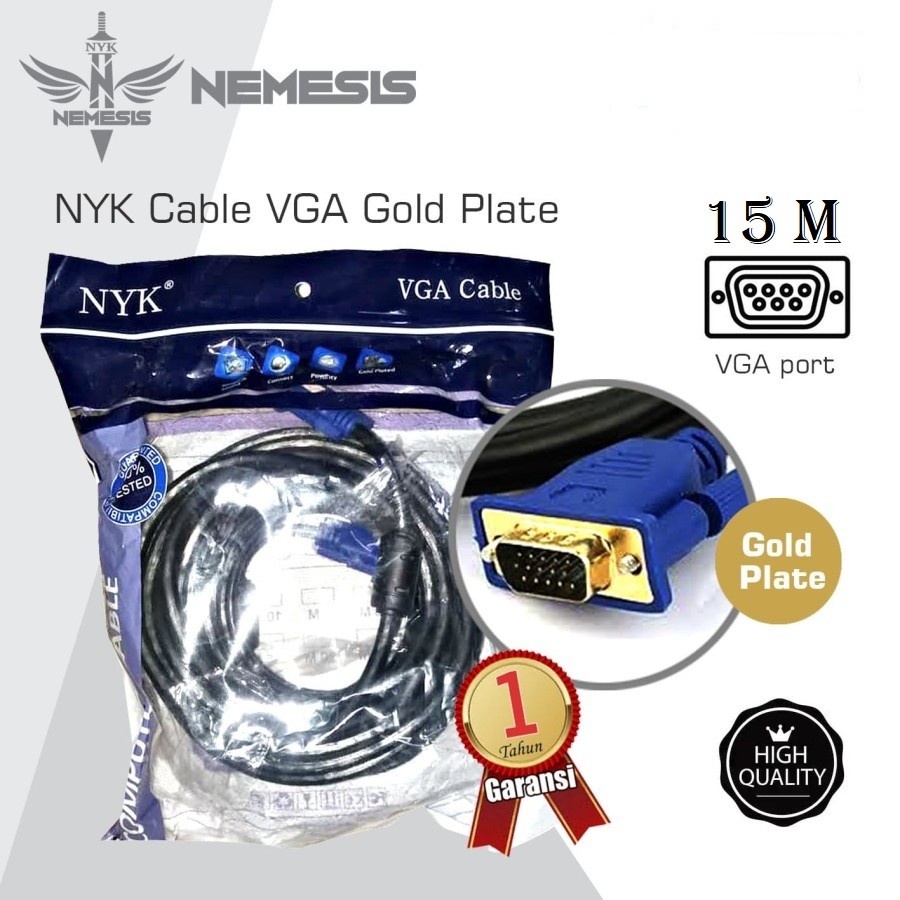 KABEL VGA 15M HIGH QUALITY (GOLD PLATED) / VGA 15 METER